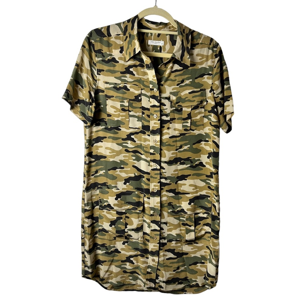Equipment Silk Camo Shirtdress EUC SZS no flaws perfect condition